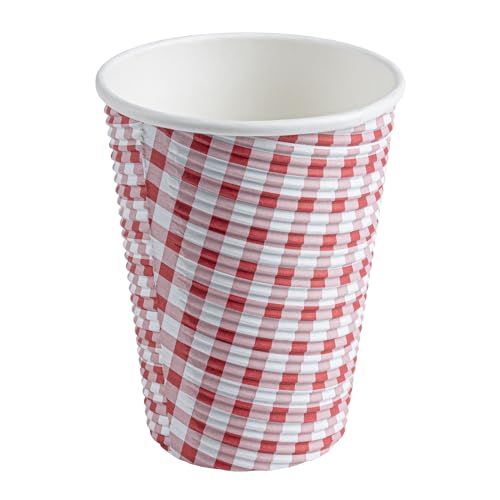 Restaurantware 12 Ounce Disposable Coffee Cups 500 Spiral Wall Hot Cups For Coffee - Lids Sold Separately Rolled Rim Paper Insulated Coffee Cups Picnic Print For Coffee Tea And More