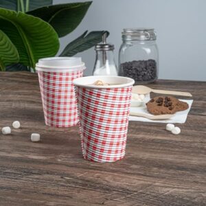 Restaurantware 12 Ounce Disposable Coffee Cups 500 Spiral Wall Hot Cups For Coffee - Lids Sold Separately Rolled Rim Paper Insulated Coffee Cups Picnic Print For Coffee Tea And More