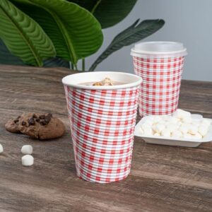 Restaurantware 12 Ounce Disposable Coffee Cups 500 Spiral Wall Hot Cups For Coffee - Lids Sold Separately Rolled Rim Paper Insulated Coffee Cups Picnic Print For Coffee Tea And More