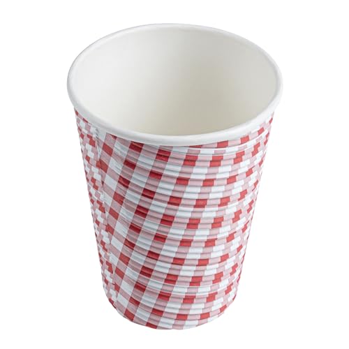 Restaurantware 12 Ounce Disposable Coffee Cups 500 Spiral Wall Hot Cups For Coffee - Lids Sold Separately Rolled Rim Paper Insulated Coffee Cups Picnic Print For Coffee Tea And More