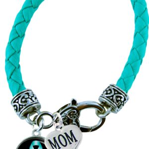 Holly Road Custom Bracelet Ovarian Cancer Awareness Teal Leather MOM OR DAD Charm ONLY Jewelry Family