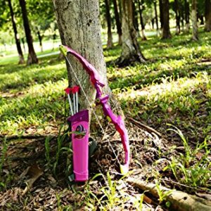 SainSmart Jr. Kids Bow & Arrow Toy, Princess Basic Archery Set Outdoor Hunting Game with 3 Suction Cup Arrows, Target & Quiver, Pink,includes 1 x luminous bow