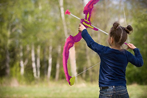 SainSmart Jr. Kids Bow & Arrow Toy, Princess Basic Archery Set Outdoor Hunting Game with 3 Suction Cup Arrows, Target & Quiver, Pink,includes 1 x luminous bow