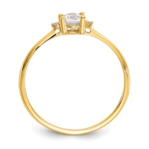 IceCarats 10K Yellow Gold Diamond White Topaz Ring Gemstone Band April Birthstone Jewelry Size 6