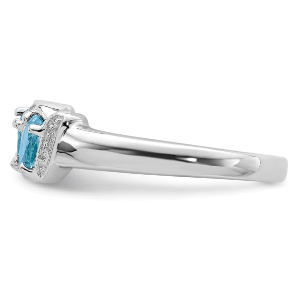 IceCarats 925 Sterling Silver Swiss Blue Topaz Diamond Ring Gemstone Band Size 8.00