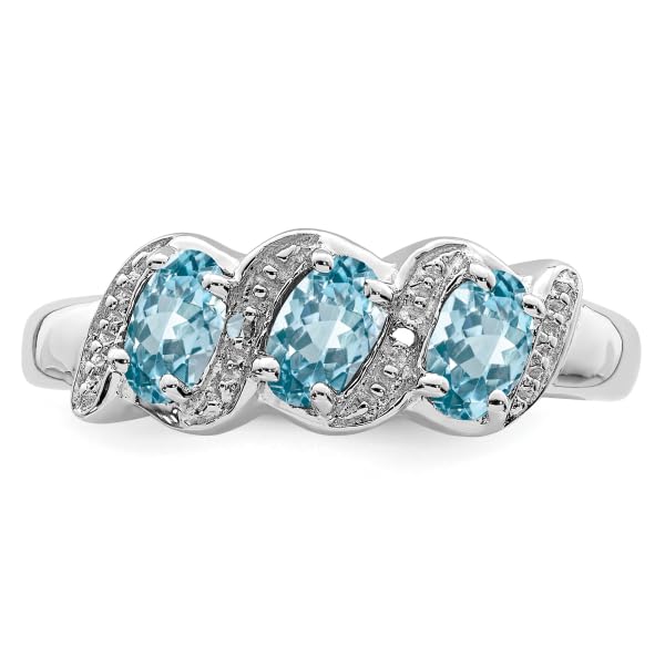 IceCarats 925 Sterling Silver Swiss Blue Topaz Diamond Ring Gemstone Band Size 8.00