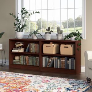 Bush Furniture Universal Small 2 Shelf Bookcase in Vogue Cherry - Set of 2, Matching Storage and Display Bookshelves for Home Office or Living Room Organization