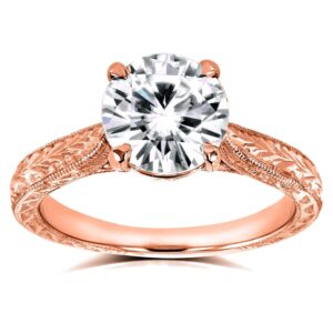 Kobelli Antique Style Moissanite Engagement Ring 1 1/2 Carat (ctw) in 14k Rose Gold, Size 8.5, Rose Gold