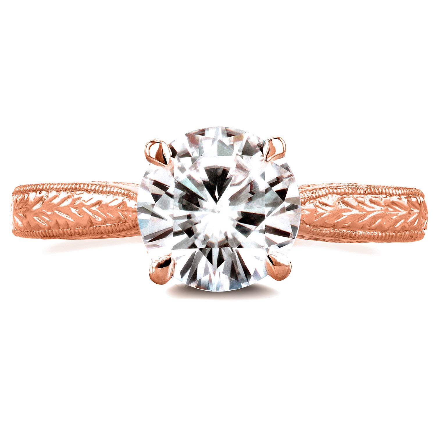 Kobelli Antique Style Moissanite Engagement Ring 1 1/2 Carat (ctw) in 14k Rose Gold, Size 8.5, Rose Gold