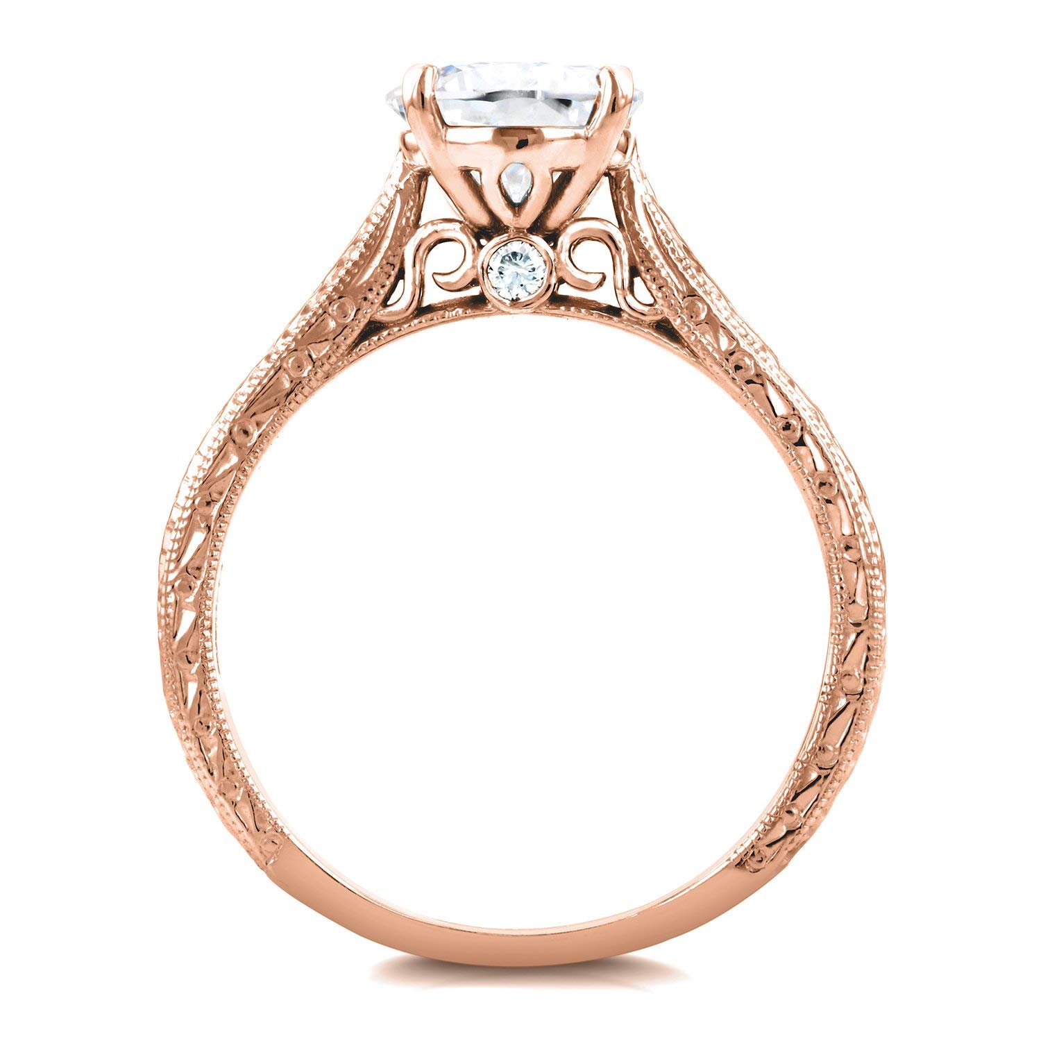 Kobelli Antique Style Moissanite Engagement Ring 1 1/2 Carat (ctw) in 14k Rose Gold, Size 8.5, Rose Gold