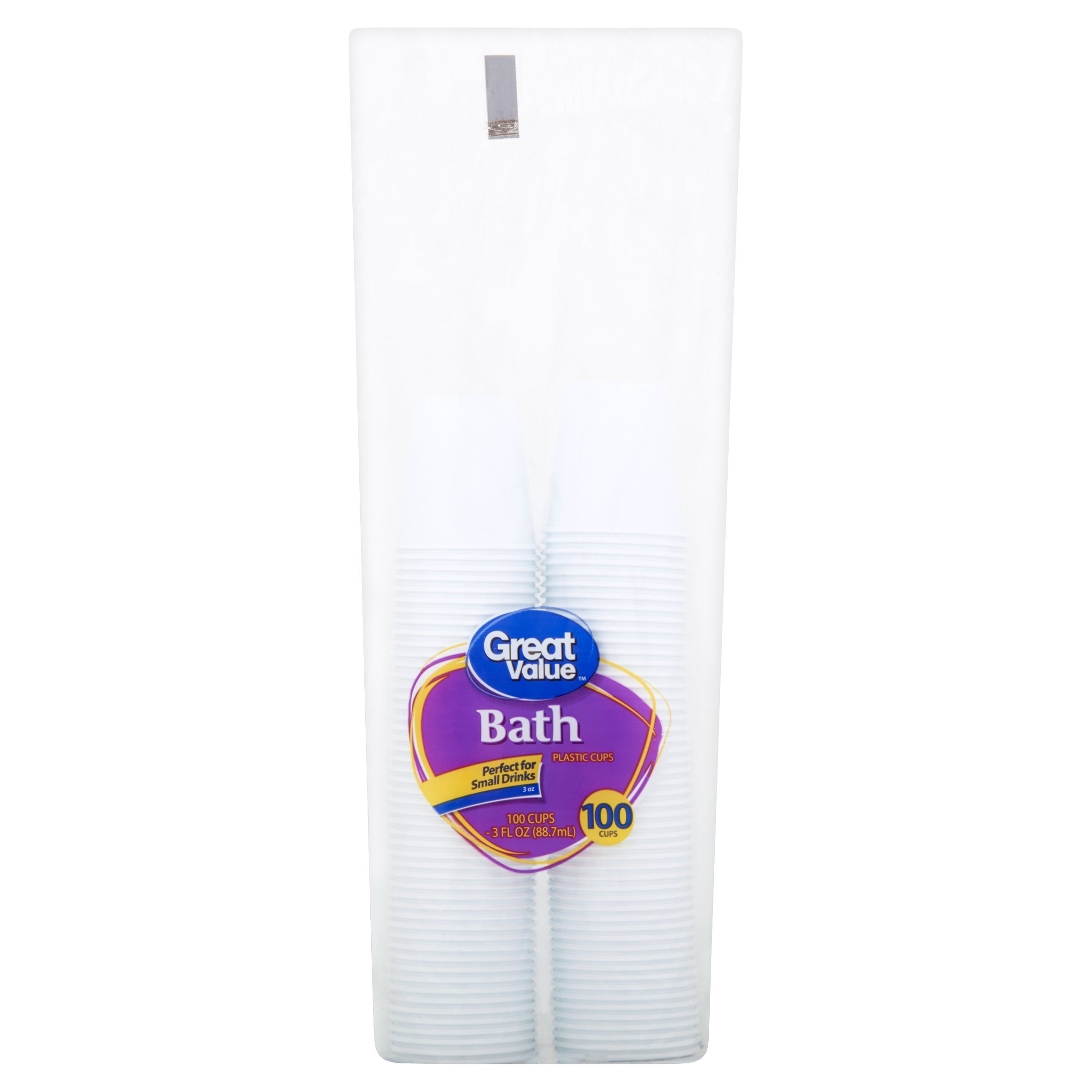 Bath Plastic Cups, 3 oz, 100 Count