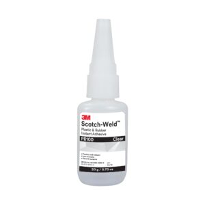 3m scotch-weld plastic & rubber instant adhesive pr100, clear, low viscosity, fast handling time and cure, 20 g (0.07 fl oz) bottle