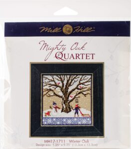 winter oak beaded counted cross stitch kit mill hill 2017 mighty oak quartet series mh171711