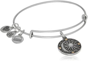 alex and ani blueprint expandable bangle for women, cosmic balance ii charm, rafaelian silver finish, 2 to 3.5 in