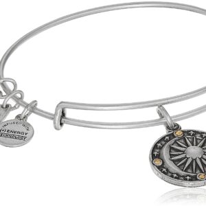 Alex and Ani Blueprint Expandable Bangle for Women, Cosmic Balance II Charm, Rafaelian Silver Finish, 2 to 3.5 in