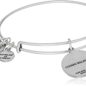 Alex and Ani Blueprint Expandable Bangle for Women, Cosmic Balance II Charm, Rafaelian Silver Finish, 2 to 3.5 in