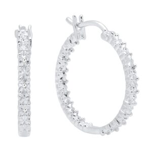 dazzlingrock collection round white diamond illusion set huggies hoop earrings for women (0.06 ctw, color i-j, clarity i2-i3) in 925 sterling silver