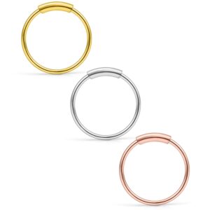 ruifan 3pcs 316l surgical steel seamless continuous hoop rings nose eyebrow tragus lip ear ring bcr 22 gauge 8mm - mix color