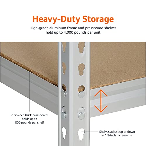 Amazon Basics Medium Duty Storage Shelving Double Post Press Board 5 tier Shelf, Aluminum, 36 x 18 x 72