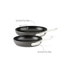 All-Clad HA1 Hard Anodized Nonstick Fry Pan Set 2 Piece, 10, 12 Inch Induction Oven Broiler Safe 500F, Lid Safe 350F Pots and Pans, Cookware Black