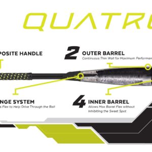 Rawlings Quatro 10 USSSA Series Bat, Yellow/Black, 30"/20 oz