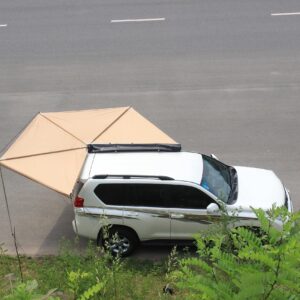 270 Awning Rooftop Tent Sun Shelter Designed for Vehicle with Roof Rack- Right/Left Hand Driver Side Awning Radius 8.2 ft,Khaki (Right-Side)