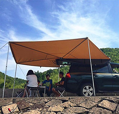 270 Awning Rooftop Tent Sun Shelter Designed for Vehicle with Roof Rack- Right/Left Hand Driver Side Awning Radius 8.2 ft,Khaki (Right-Side)