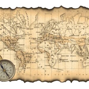 Ancient Map of the World Antique Style Map Travel World Map with Cities in Detail Map Posters for Wall Map Art Geographical Illustration Tourist Travel Cool Wall Art Print Poster 18x12