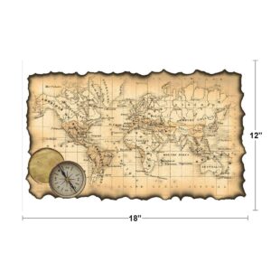 Ancient Map of the World Antique Style Map Travel World Map with Cities in Detail Map Posters for Wall Map Art Geographical Illustration Tourist Travel Cool Wall Art Print Poster 18x12