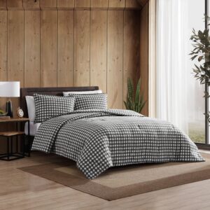 Eddie Bauer - King Duvet Cover Set, Reversible Flannel Bedding with Matching Shams, Home Decor for Colder Months (Preston Grey, King)