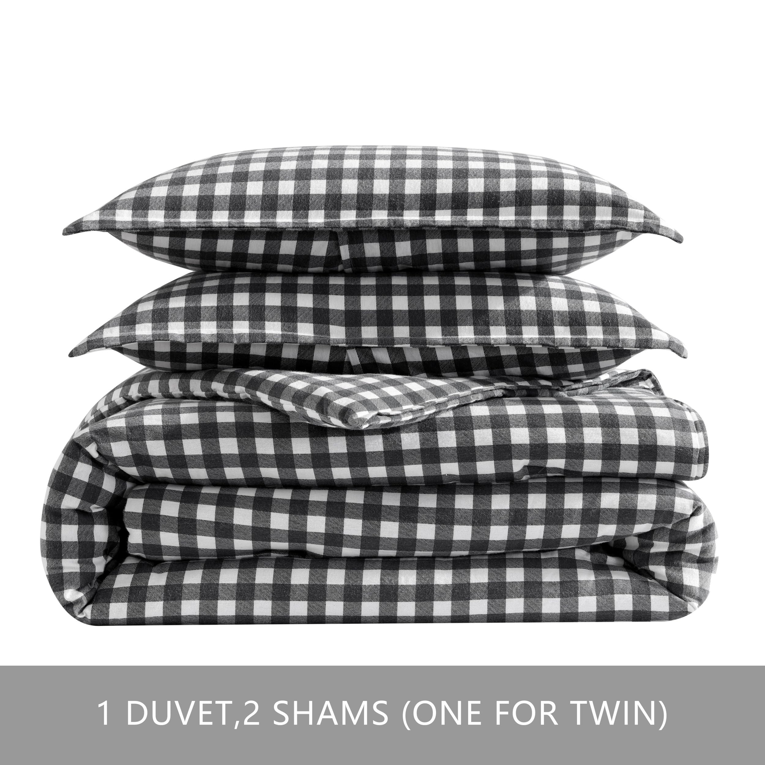 Eddie Bauer - King Duvet Cover Set, Reversible Flannel Bedding with Matching Shams, Home Decor for Colder Months (Preston Grey, King)