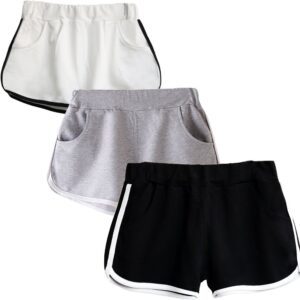 Beauty_yoyo Dolphin Shorts for Teen Girls & Women Cotton Running Gym Workout Yoga Sport Performance Short with Pockets