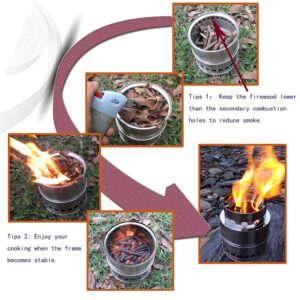 SOLEADER Portable Wood Burning Camp Stoves - Stainless Steel Compact Gasifier Stove - Twig Stove for Camping, Hiking, Picnic, BBQ, Backpacking The 3rd Generation