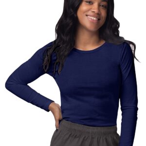 Sivvan Scrubs for Women - Long Sleeve Comfort Underscrub Tee 2-Pack - S85002 - Navy - XL