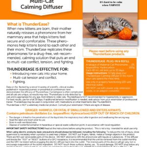 ThunderEase Multicat Calming Pheromone Diffuser Kit | Powered by FELIWAY | Reduce Cat Conflict, Tension and Fighting (60 Day Supply)