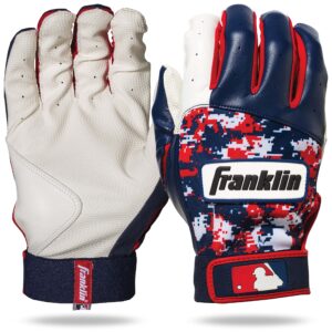 franklin sports mlb digitek baseball batting gloves - white/navy/red digi - youth medium