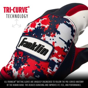 Franklin Sports MLB Digitek Baseball Batting Gloves - White/Navy/Red Digi - Youth Medium