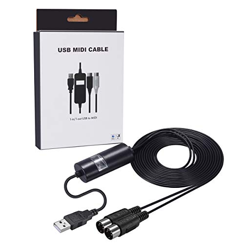 LiDiVi MIDI USB interface MIDI Cable Adapter with Input & Output Connecting, Piano Keyboard/Synthesizer for Editing & Recording Professional MIDI Adapter Cord with Windows/Mac for Studio Black (6.5Ft)