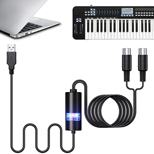 LiDiVi MIDI USB interface MIDI Cable Adapter with Input & Output Connecting, Piano Keyboard/Synthesizer for Editing & Recording Professional MIDI Adapter Cord with Windows/Mac for Studio Black (6.5Ft)