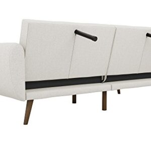 Novogratz Brittany Sofa Futon, Premium Linen Upholstery and Wooden Legs, Grey Linen