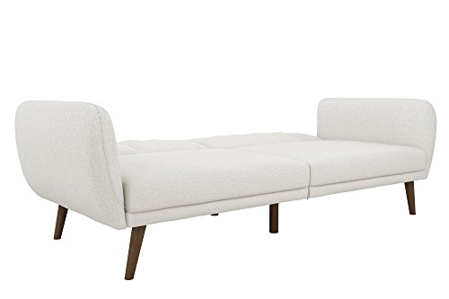 Novogratz Brittany Sofa Futon, Premium Linen Upholstery and Wooden Legs, Grey Linen