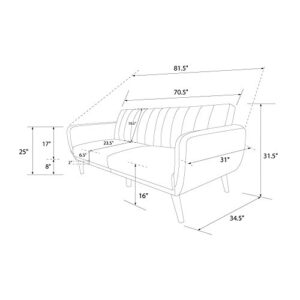 Novogratz Brittany Sofa Futon, Premium Linen Upholstery and Wooden Legs, Grey Linen