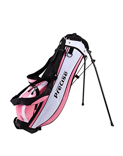 Distinctive Girls Pink Junior Golf Club Set for Age 6 to 8 ( Height 3'8" to 4'4" ), Left Handed Only, Set Includes: Driver, Hybrid Wood, 2 Irons, Putter, Bonus Stand Bag & 2 Headcovers