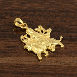 Yellow Rhodium Plated 925 Sterling Silver Religious Durga Mata Vermeil Jewelry Pendant