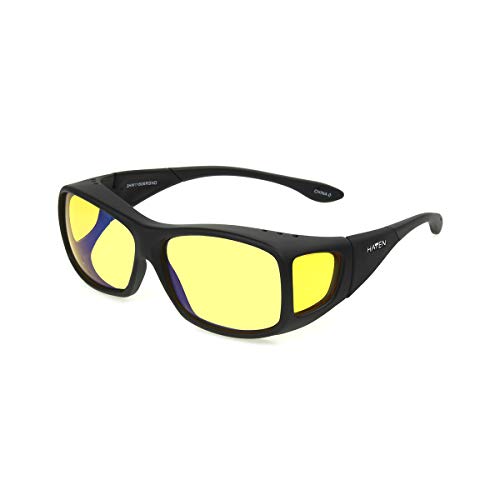 Dioptics Haven Denali Fits Over Sunglasses Polarized Rectangular, Black/Night Driver Lens, 61 mm