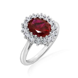 Amazon Essentials Platinum-Plated Sterling Silver Created Ruby with Infinite Elements Cubic Zirconia Accent Ring, Size 7, (previously Amazon Collection)