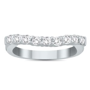 szul ags certified 1/2 carat tw diamond curve wedding band in 10k white gold