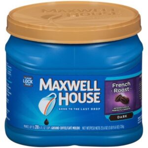 maxwell house french dark roast ground coffee, 25.6 oz (726g) tub