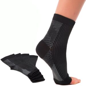 Bcurb Ankle Sleeve (3 Pair) Plantar Fasciitis for Men Women Foot Heel Arch Support Ankle Compression Socks Reduce Swelling Joint Pain Injury Recovery Achilles Tendon (Black,"Large/X-Large")