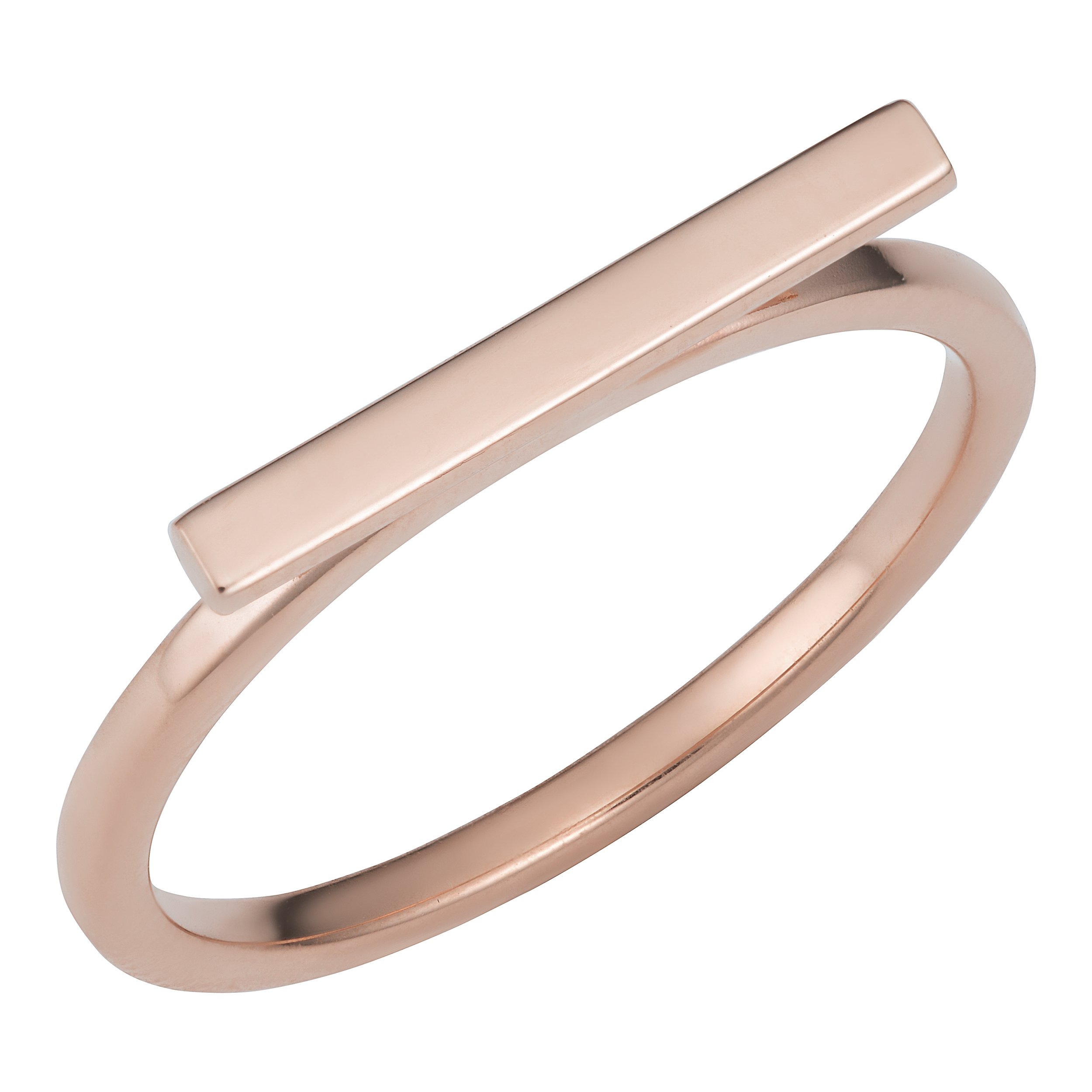 Kooljewelry 14k Rose Gold Horizontal Bar Ring (size 6)